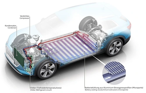 Расположение аккумулятора Audi e-tron